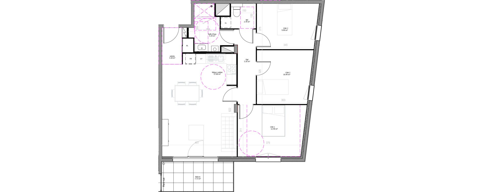 Appartement T4 de 76,04 m2 &agrave; Clermont-Ferrand Champfleuri