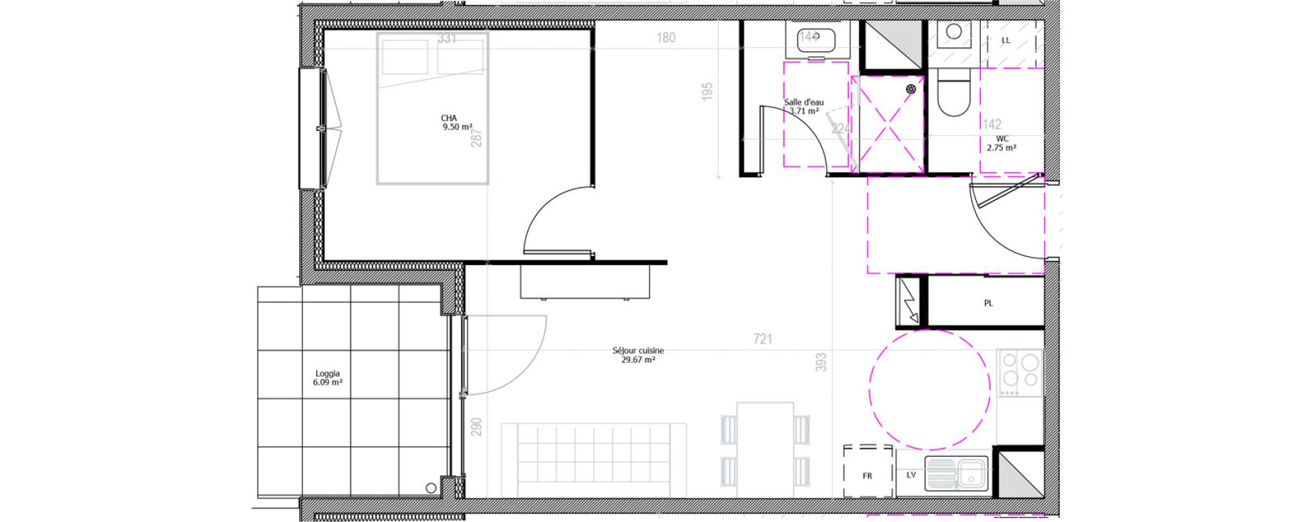 Appartement T2 de 45,64 m2 &agrave; Clermont-Ferrand Champfleuri