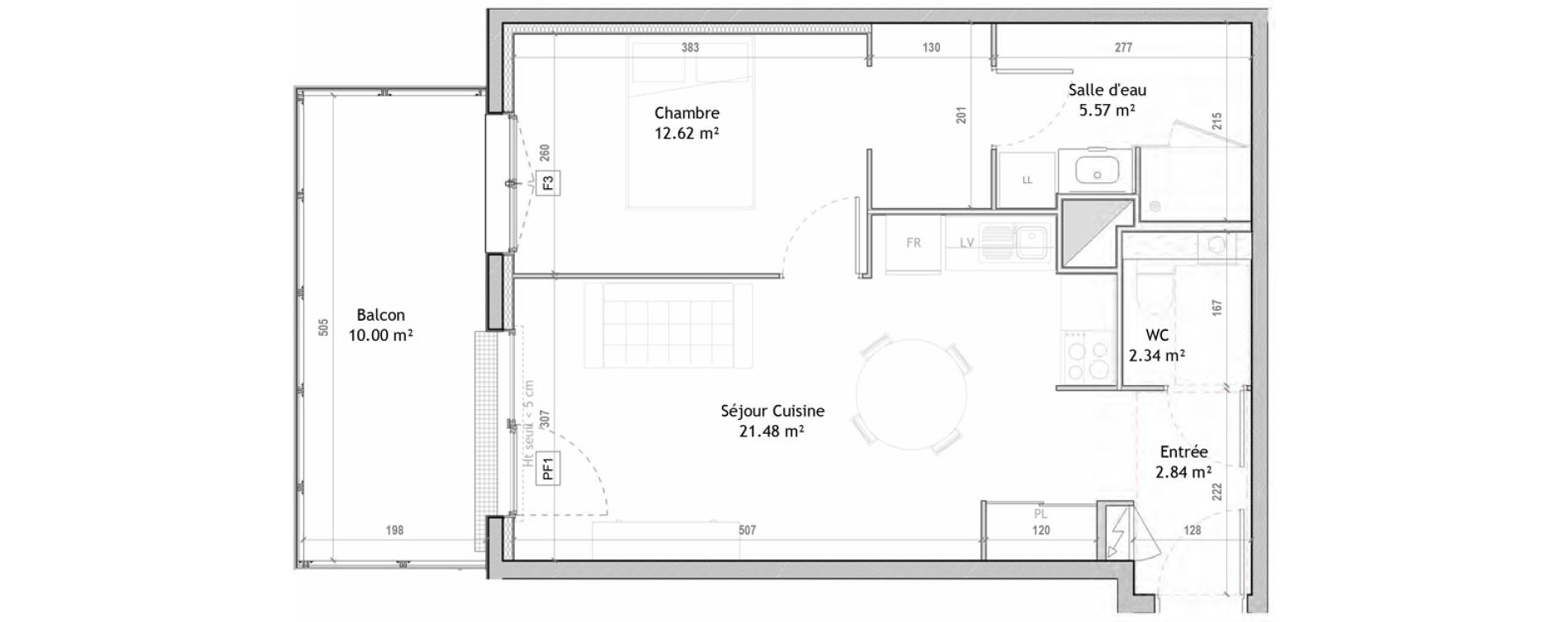 Appartement T2 de 44,85 m2 &agrave; Clermont-Ferrand Champfleuri