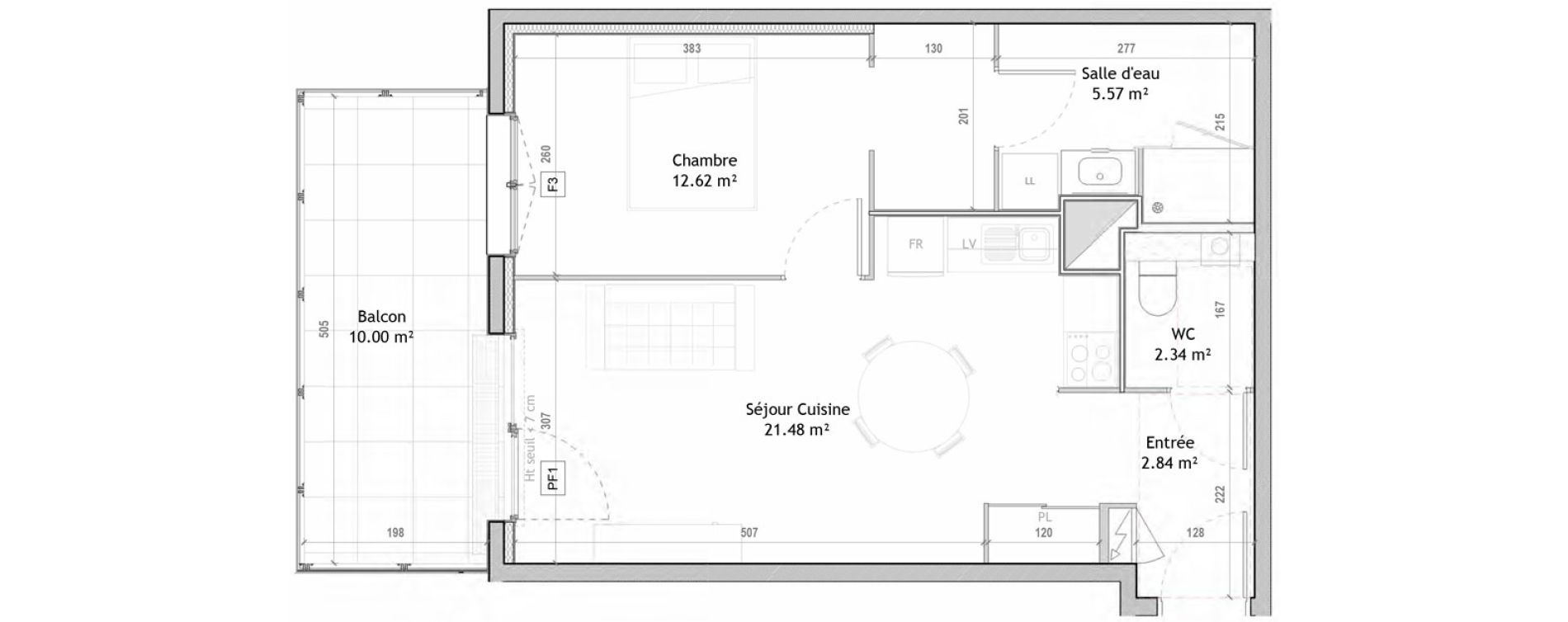 Appartement T2 de 44,85 m2 &agrave; Clermont-Ferrand Champfleuri
