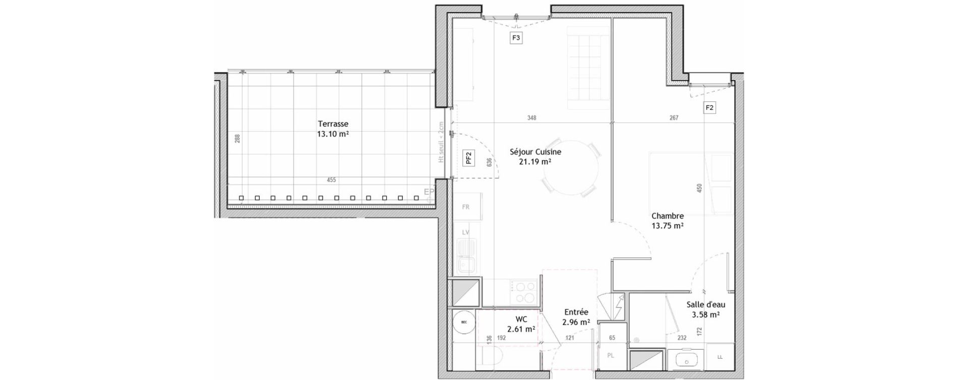 Appartement T2 de 44,10 m2 &agrave; Clermont-Ferrand Champfleuri