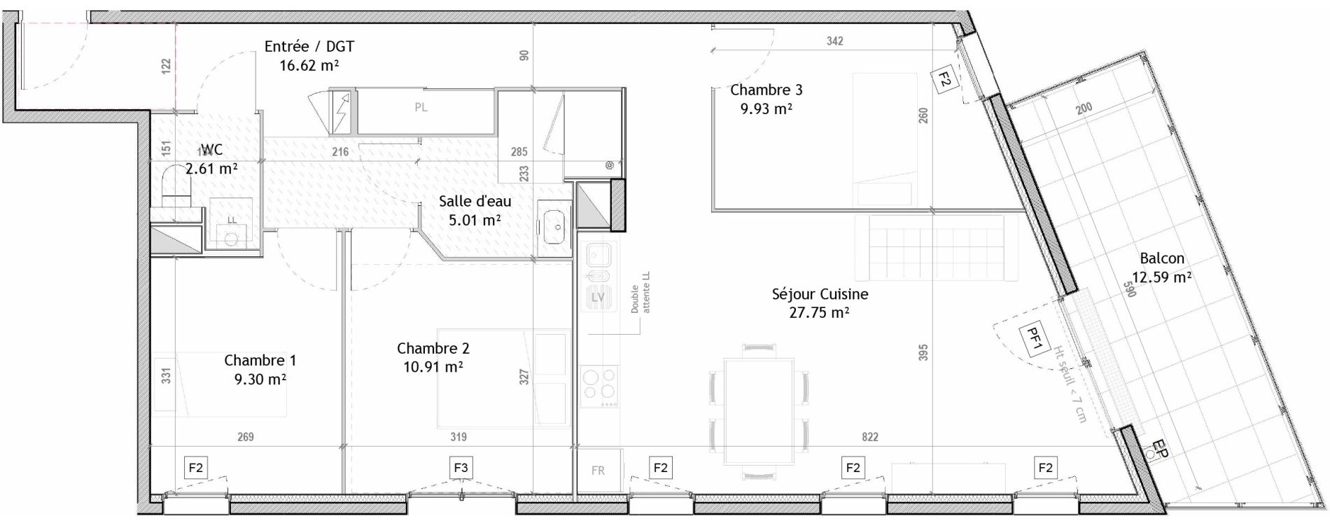 Appartement T4 de 82,12 m2 &agrave; Clermont-Ferrand Champfleuri