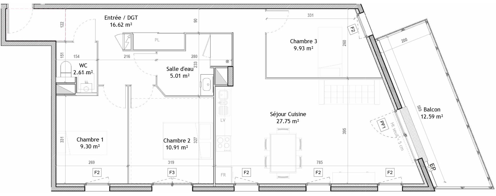 Appartement T4 de 82,12 m2 &agrave; Clermont-Ferrand Champfleuri