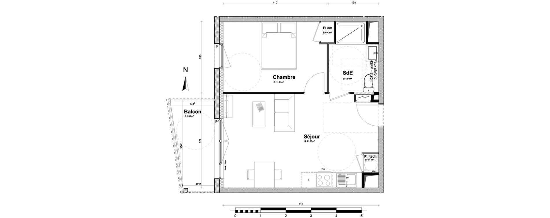 Appartement T2 de 38,81 m2 &agrave; Clermont-Ferrand Croix de neyrat