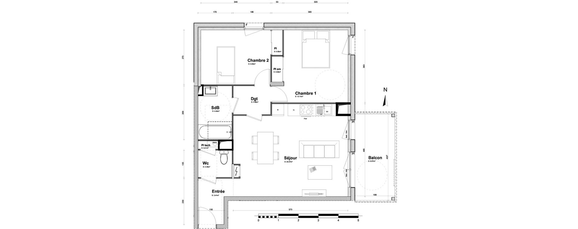 Appartement T3 de 61,23 m2 &agrave; Clermont-Ferrand Croix de neyrat