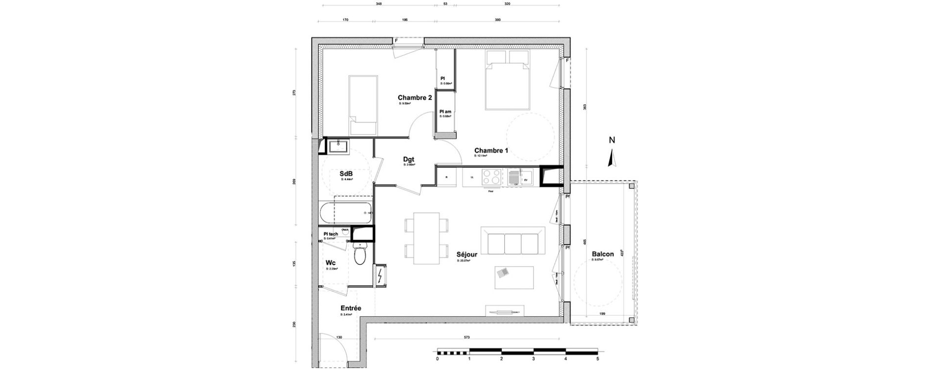 Appartement T3 de 60,01 m2 &agrave; Clermont-Ferrand Croix de neyrat