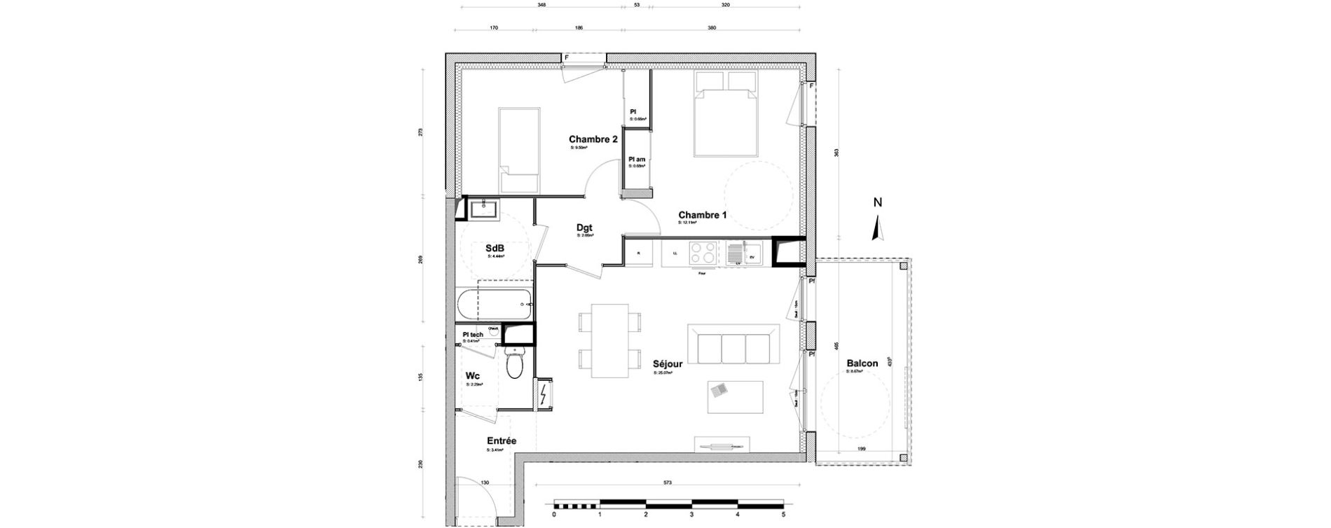 Appartement T3 de 61,23 m2 &agrave; Clermont-Ferrand Croix de neyrat