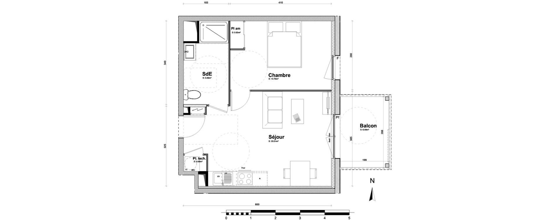 Appartement T2 de 38,13 m2 &agrave; Clermont-Ferrand Croix de neyrat