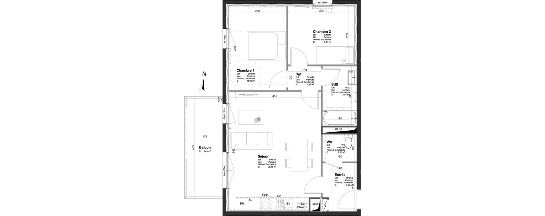 Appartement T3 de 60,69 m2 &agrave; Clermont-Ferrand Croix de neyrat