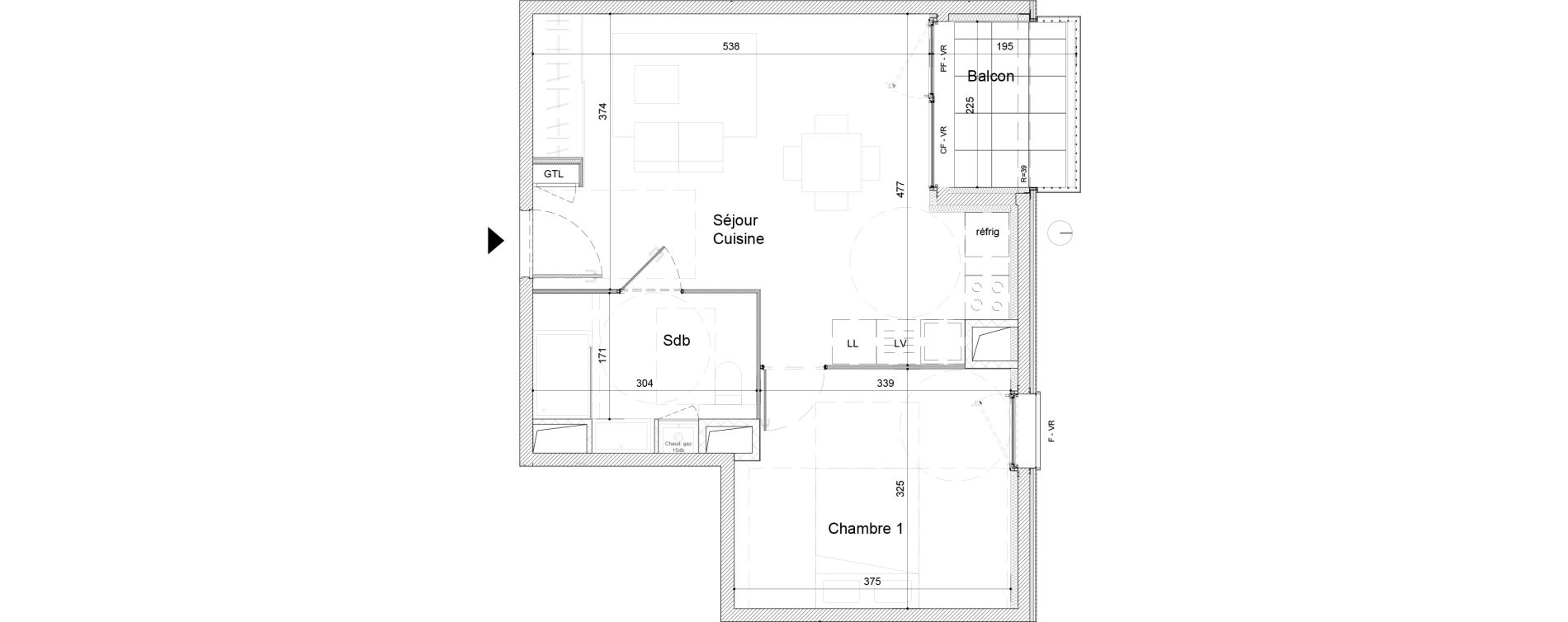 Appartement T2 de 41,71 m2 &agrave; Clermont-Ferrand Sablon - trudaine