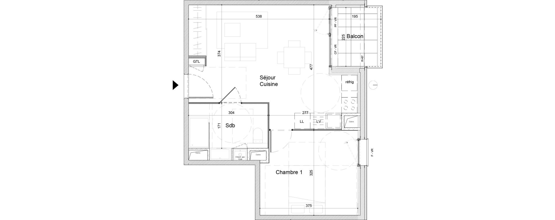 Appartement T2 de 41,71 m2 &agrave; Clermont-Ferrand Sablon - trudaine