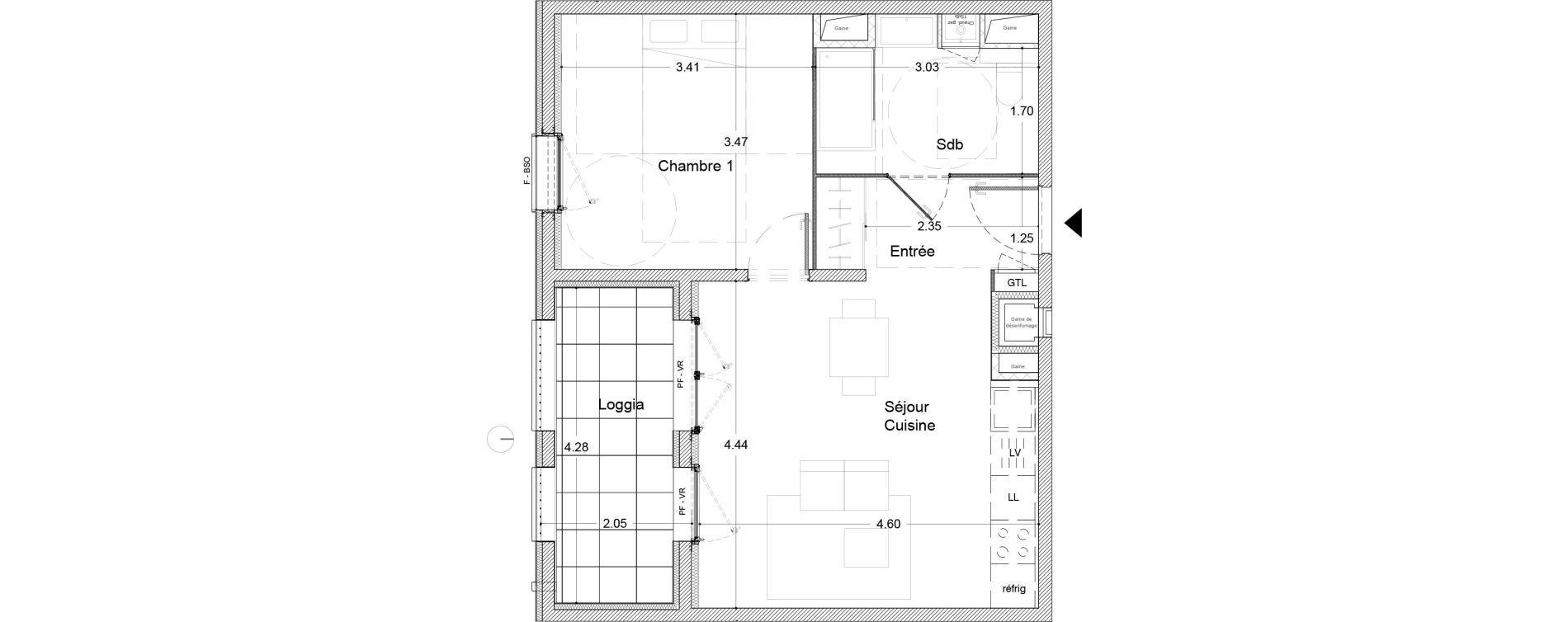 Appartement T2 de 41,22 m2 &agrave; Clermont-Ferrand Sablon - trudaine