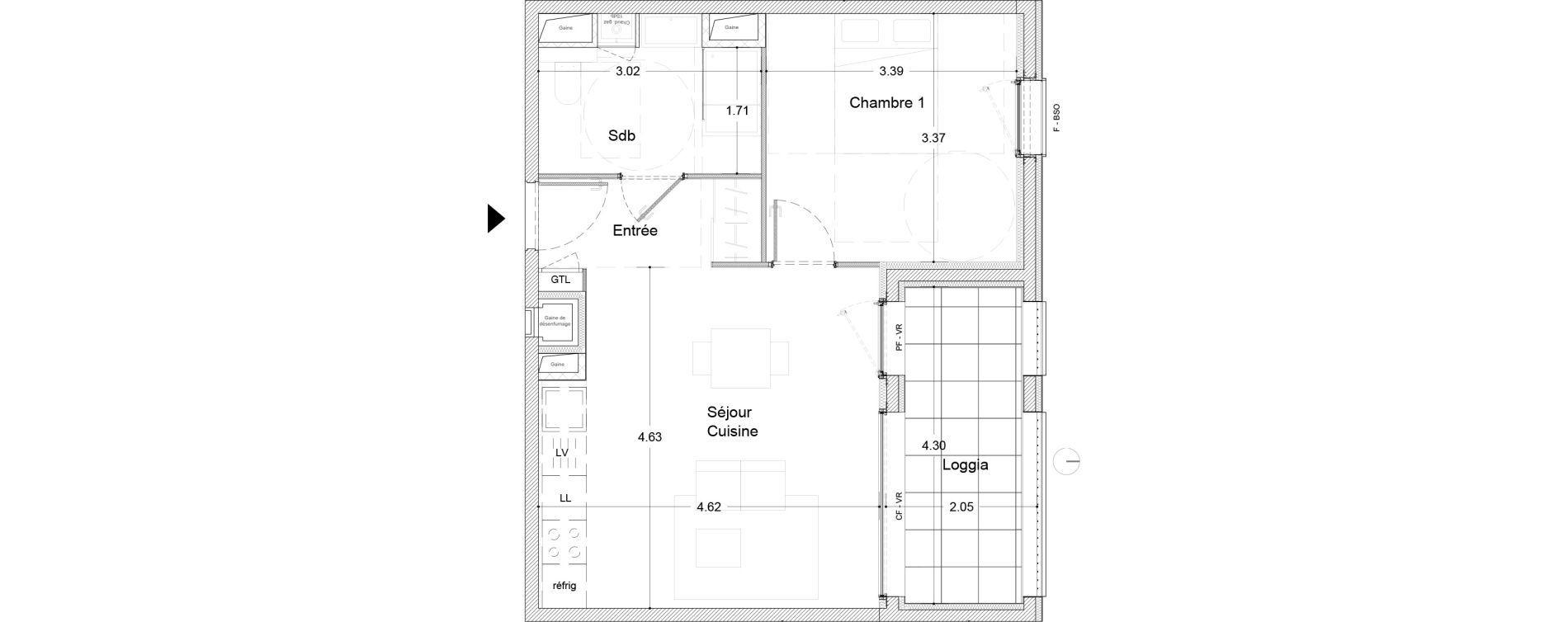 Appartement T2 de 41,10 m2 &agrave; Clermont-Ferrand Sablon - trudaine