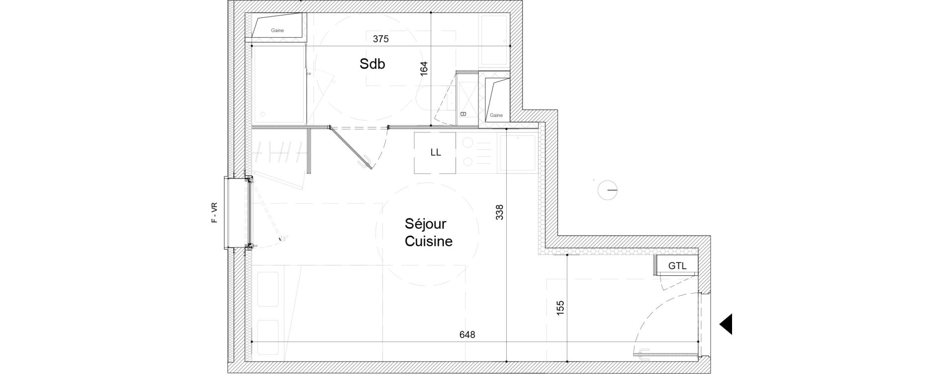 Appartement T1 de 22,79 m2 &agrave; Clermont-Ferrand Sablon - trudaine