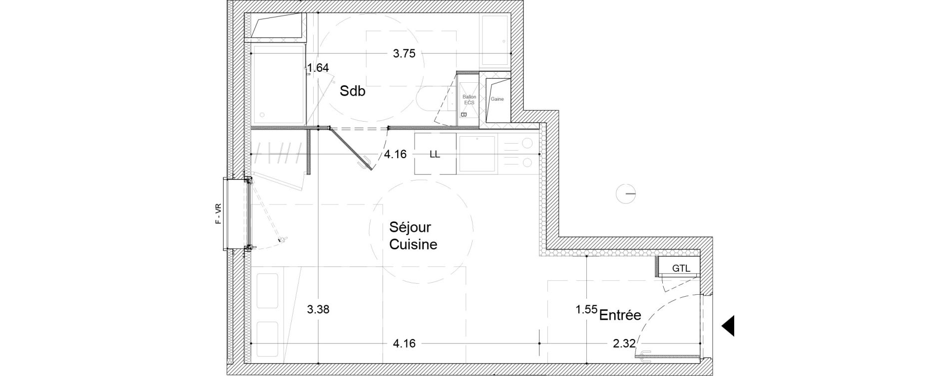 Appartement T1 de 22,79 m2 &agrave; Clermont-Ferrand Sablon - trudaine