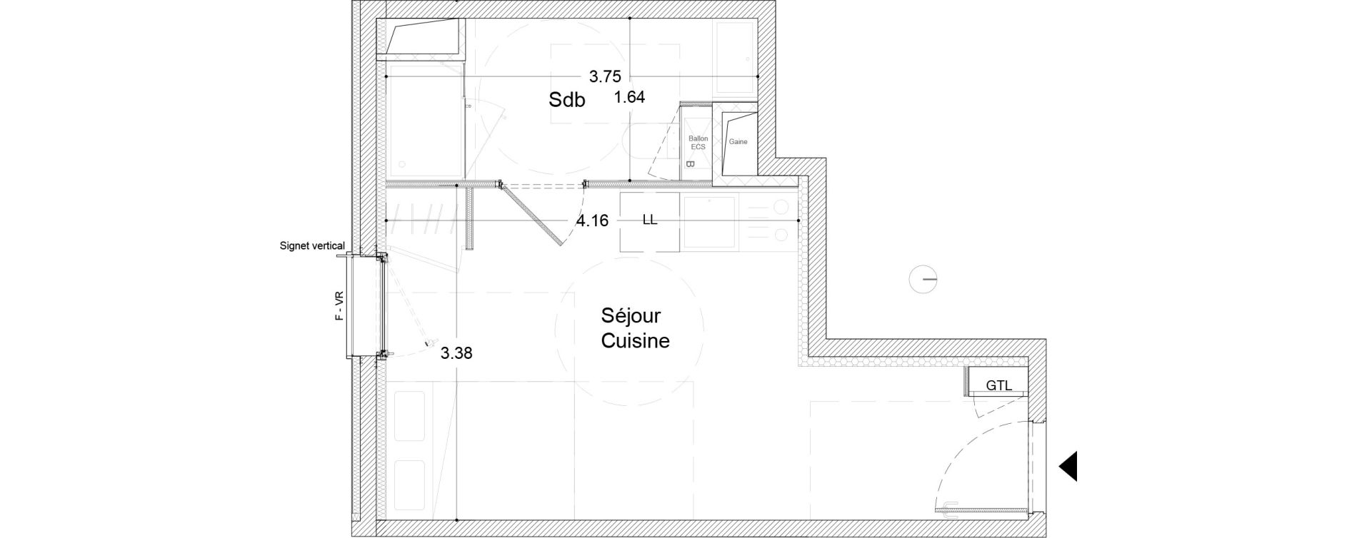 Appartement T1 de 22,69 m2 &agrave; Clermont-Ferrand Sablon - trudaine