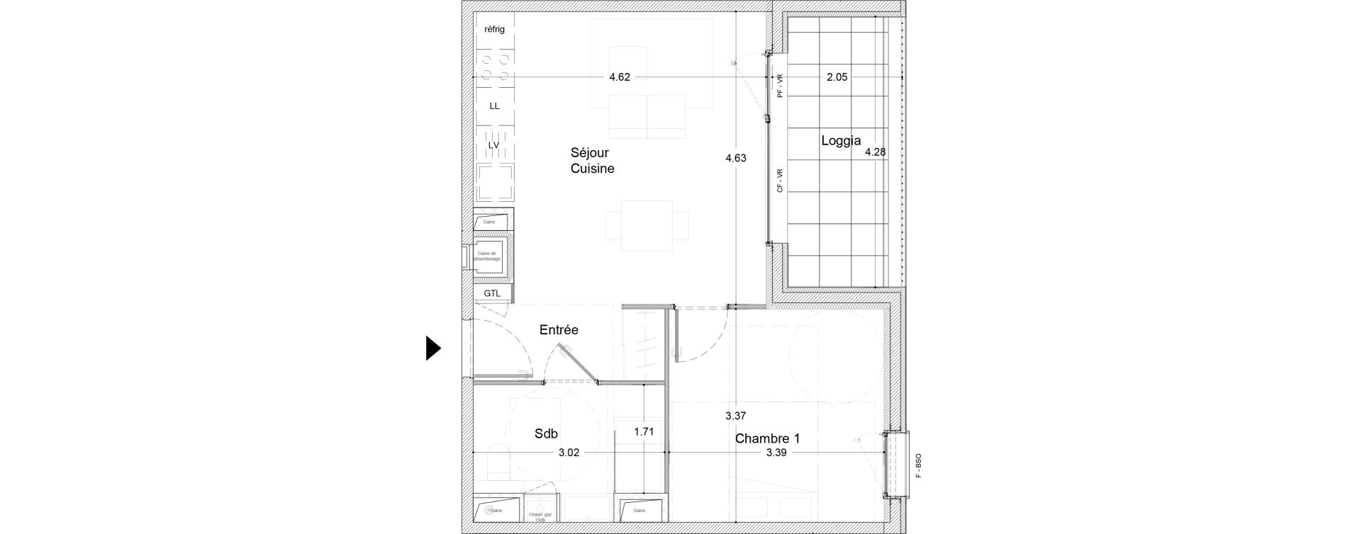 Appartement T2 de 41,30 m2 &agrave; Clermont-Ferrand Sablon - trudaine
