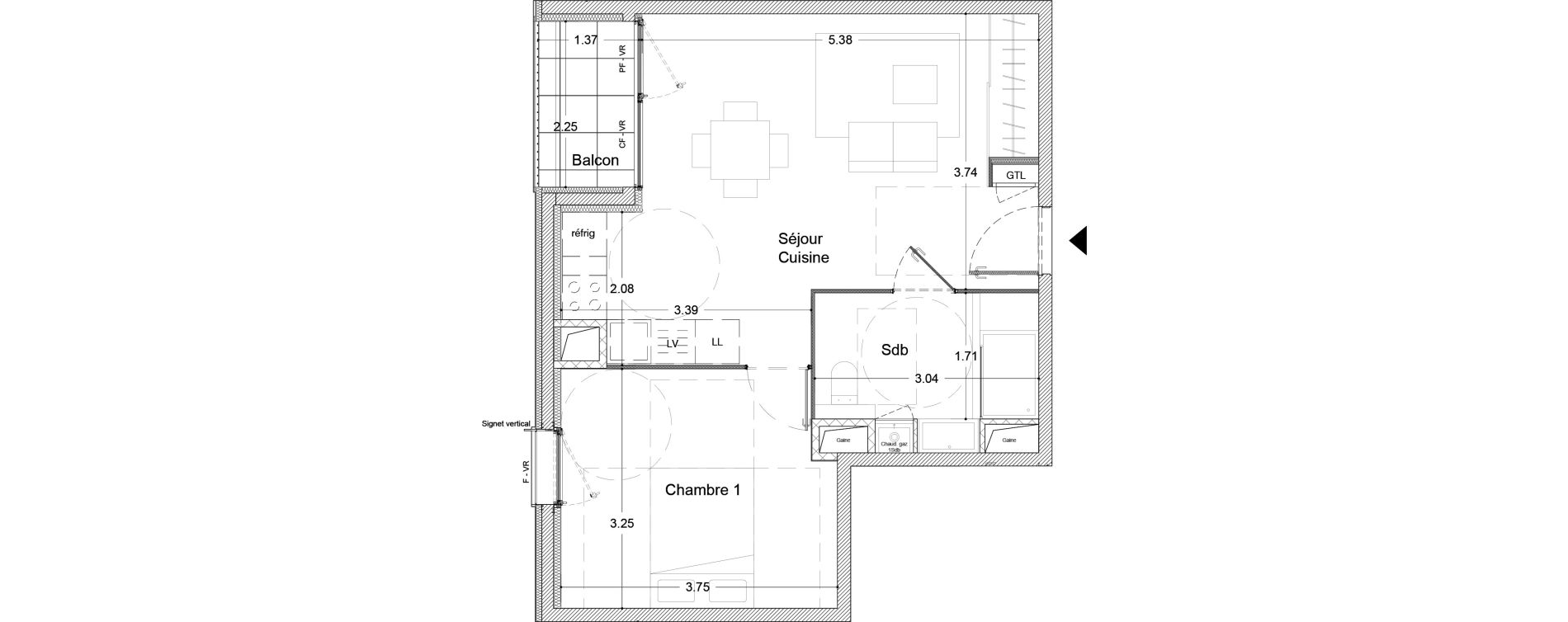 Appartement T2 de 41,70 m2 &agrave; Clermont-Ferrand Sablon - trudaine