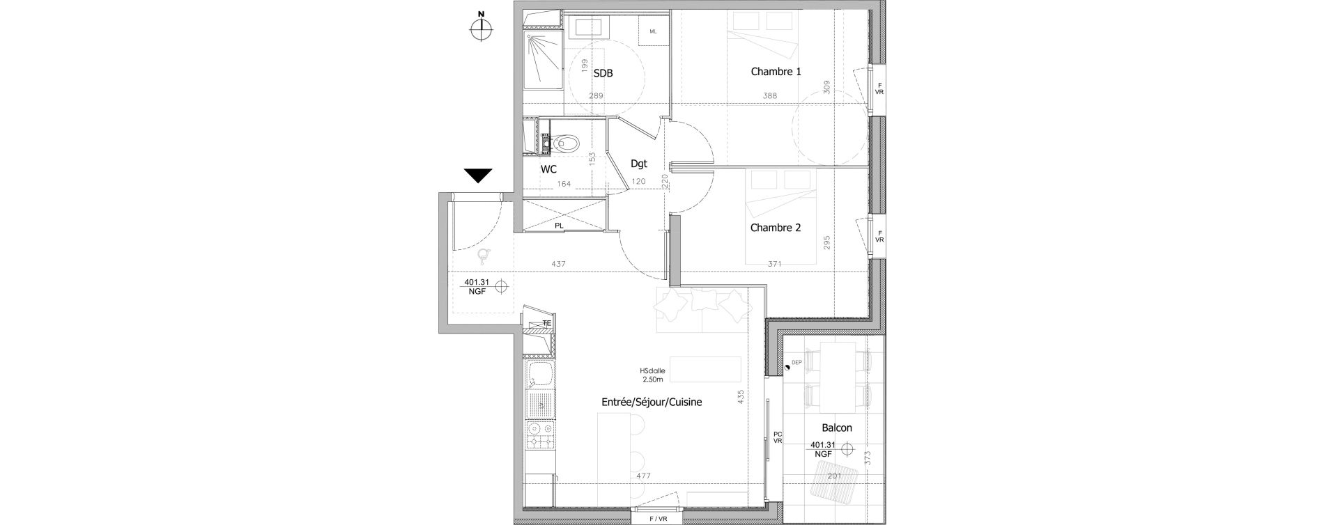 Appartement T3 de 60,02 m2 &agrave; Clermont-Ferrand Sablon - trudaine