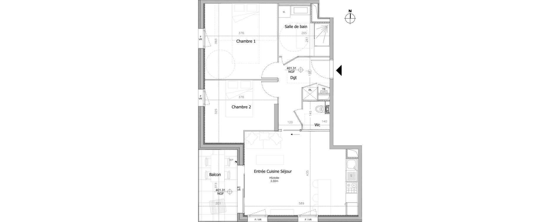 Appartement T3 de 64,68 m2 &agrave; Clermont-Ferrand Sablon - trudaine