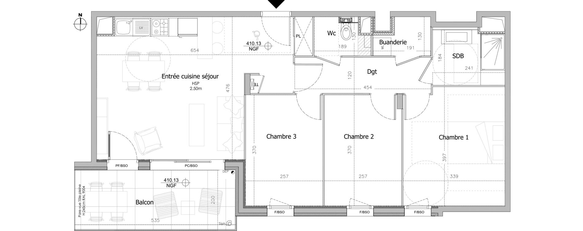 Appartement T4 de 73,65 m2 &agrave; Clermont-Ferrand Sablon - trudaine