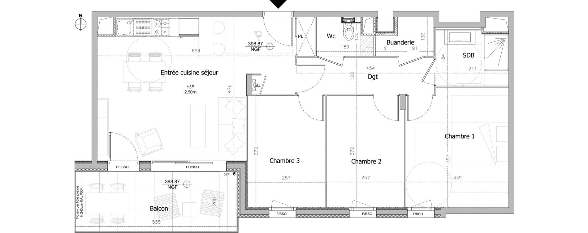 Appartement T4 de 73,65 m2 &agrave; Clermont-Ferrand Sablon - trudaine