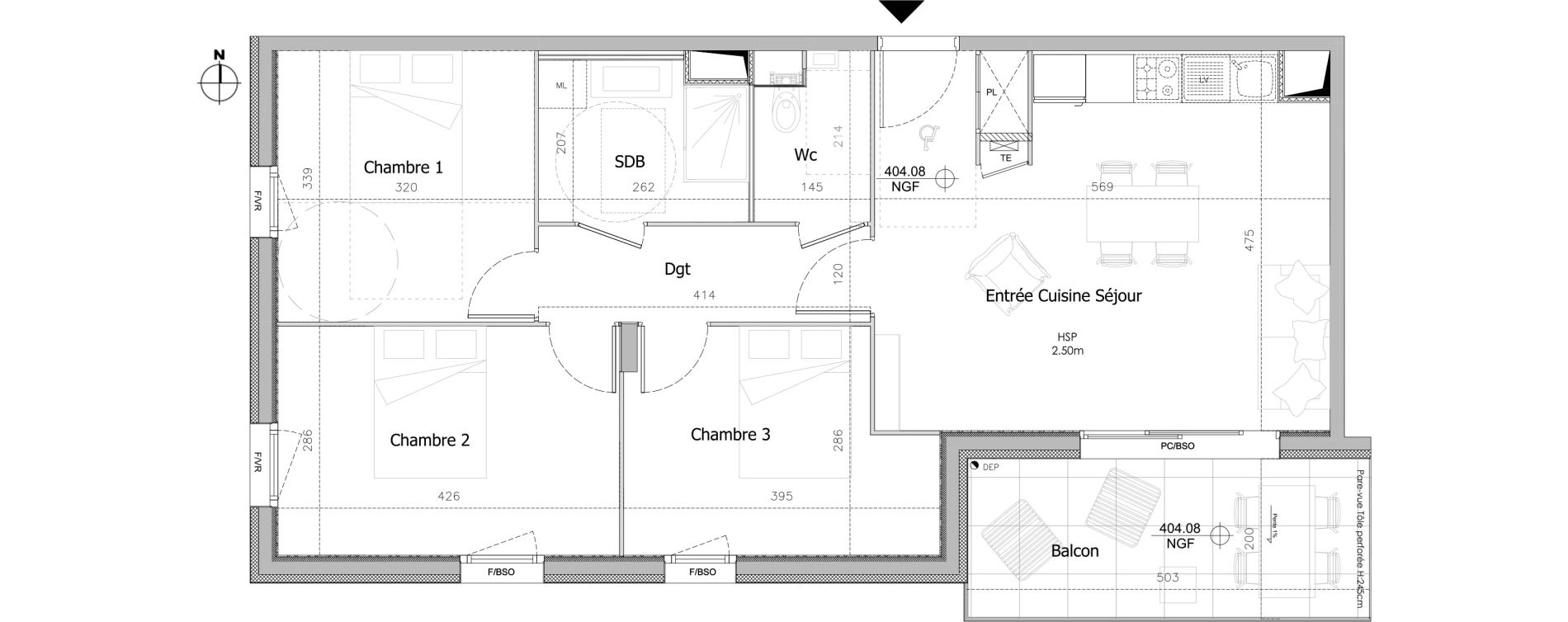 Appartement T4 de 72,14 m2 &agrave; Clermont-Ferrand Sablon - trudaine