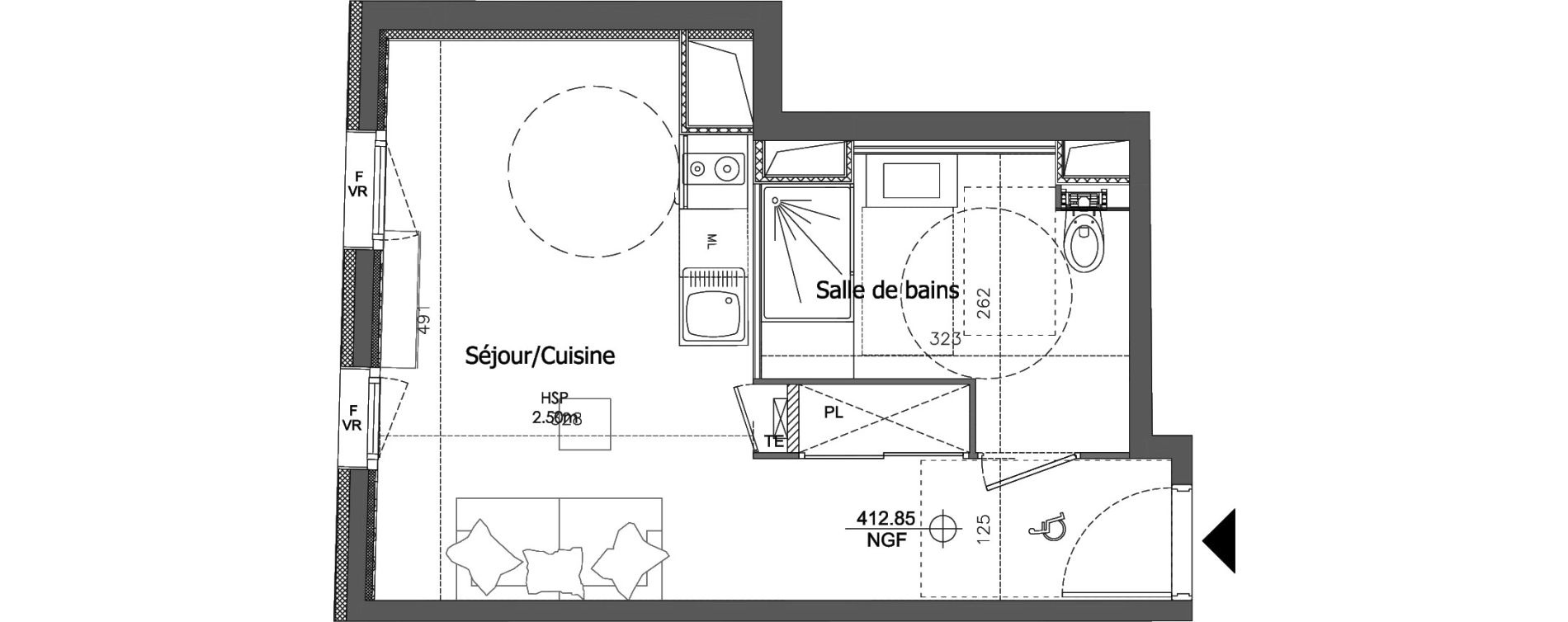 Appartement T1 de 27,75 m2 &agrave; Clermont-Ferrand Sablon - trudaine