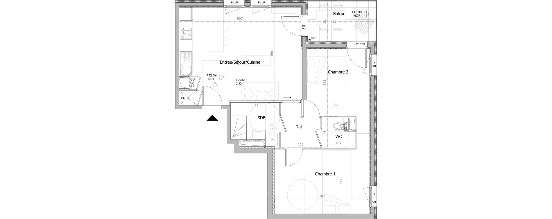 Appartement T3 de 63,96 m2 &agrave; Clermont-Ferrand Sablon - trudaine