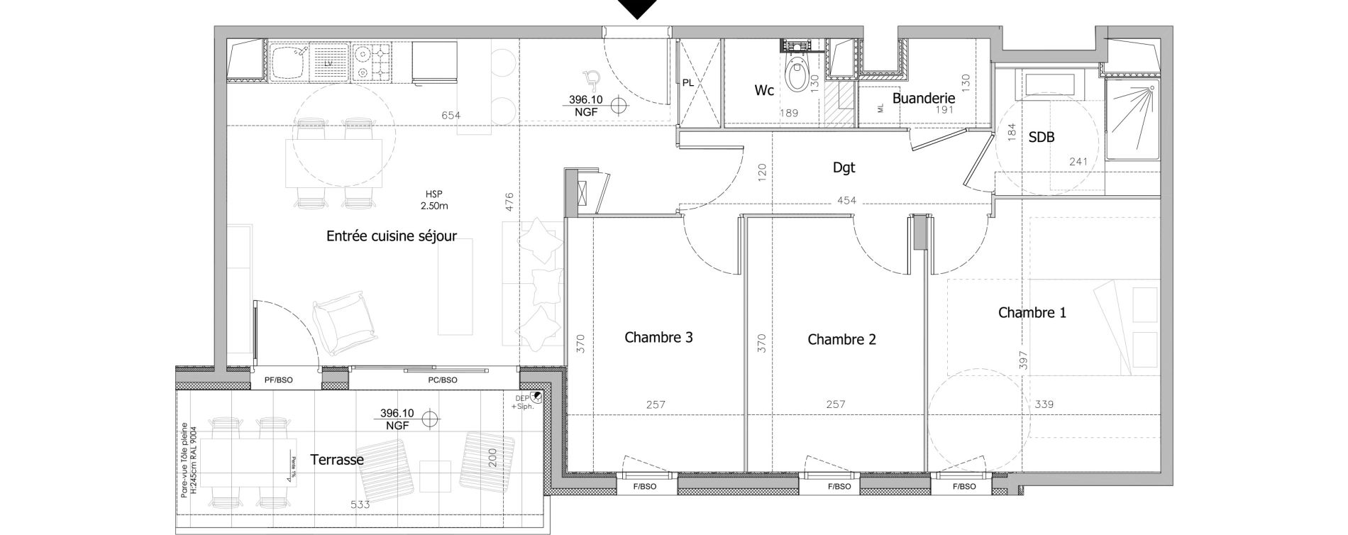 Appartement T4 de 73,65 m2 &agrave; Clermont-Ferrand Sablon - trudaine