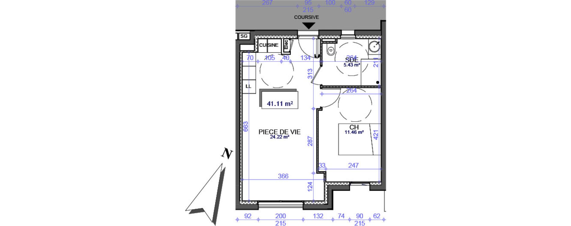 Appartement T2 de 41,11 m2 &agrave; Clermont-Ferrand Vallieres