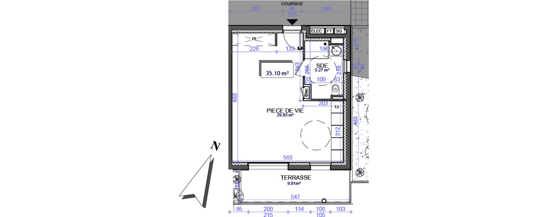 Appartement T1 de 35,10 m2 &agrave; Clermont-Ferrand Vallieres