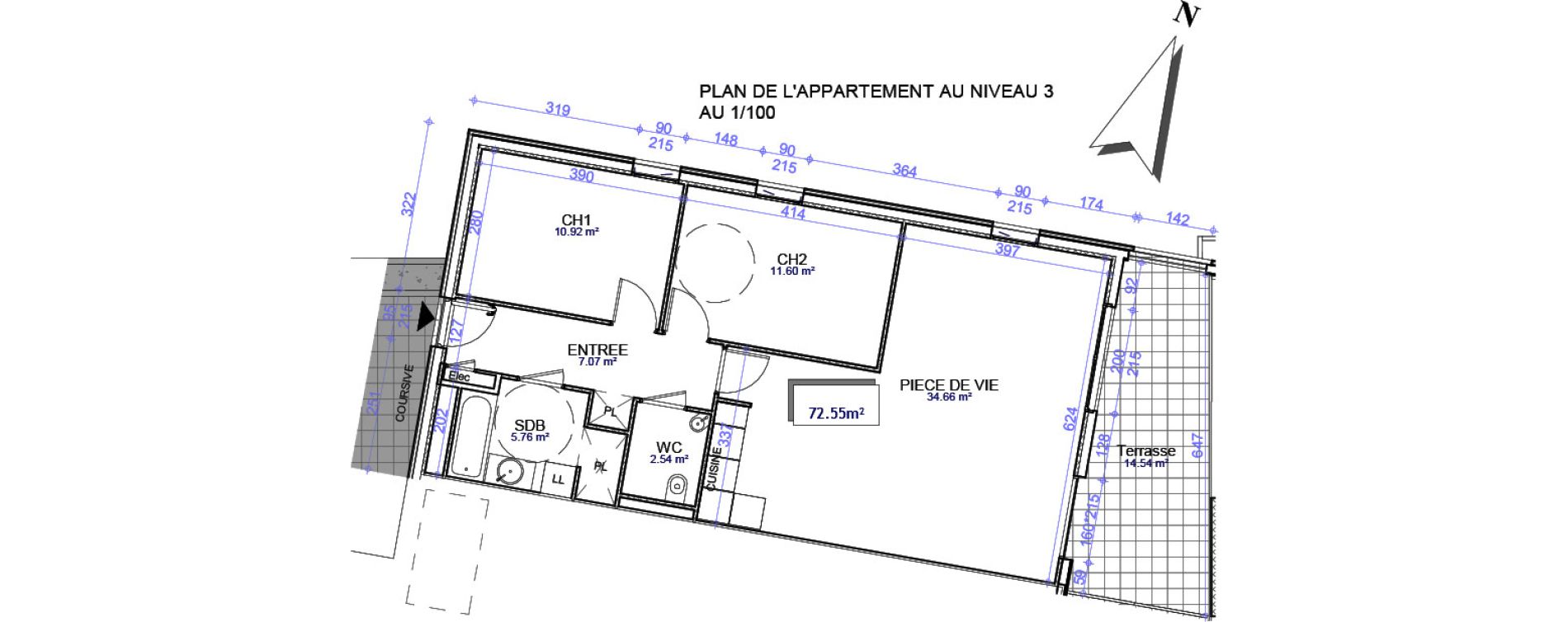 Appartement T3 de 72,55 m2 &agrave; Clermont-Ferrand Vallieres