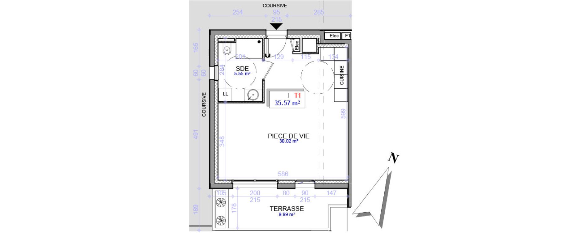 Appartement T1 de 35,57 m2 &agrave; Clermont-Ferrand Vallieres