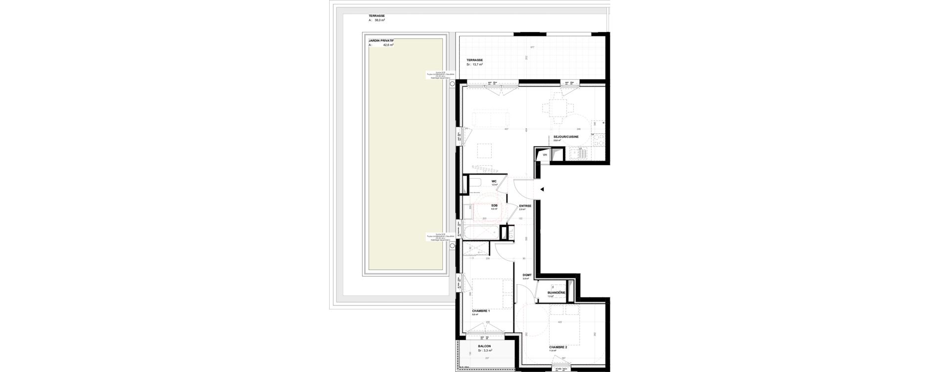 Appartement T3 de 58,40 m2 &agrave; Clermont-Ferrand Saint-jean