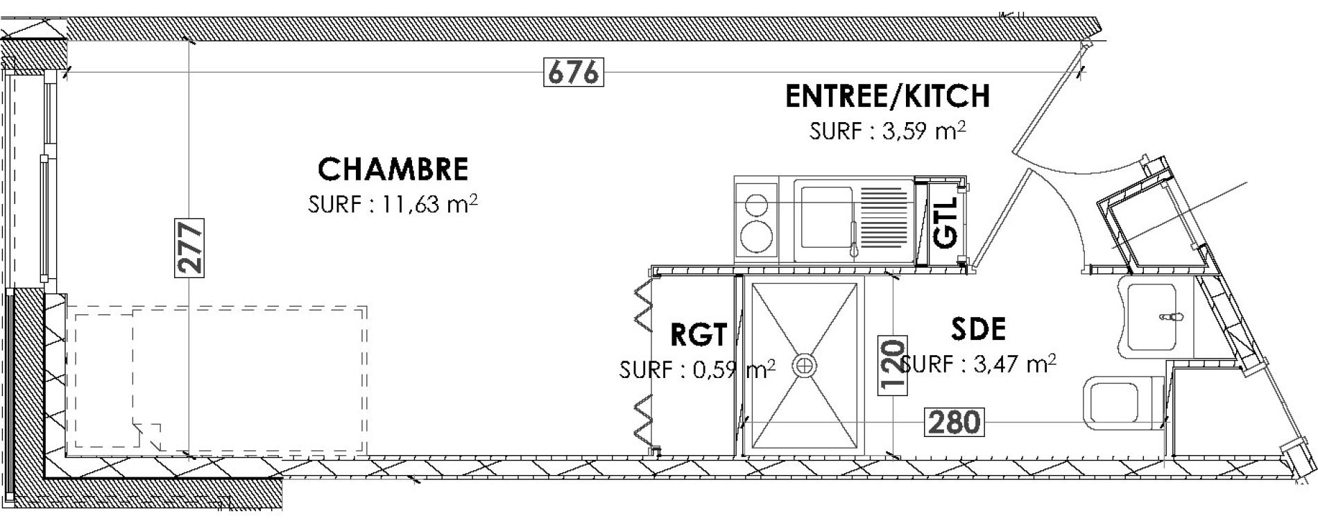 Appartement T1 de 19,28 m2 &agrave; Clermont-Ferrand La pradelle