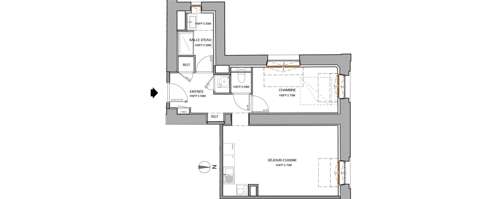 Appartement T2 de 44,90 m2 &agrave; Clermont-Ferrand Centre ville