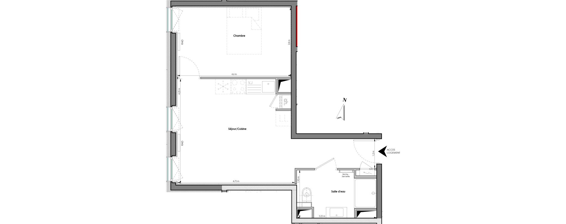 Appartement T2 de 41,57 m2 &agrave; Clermont-Ferrand Blatin