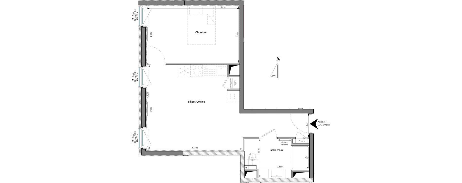 Appartement T2 de 41,71 m2 &agrave; Clermont-Ferrand Blatin
