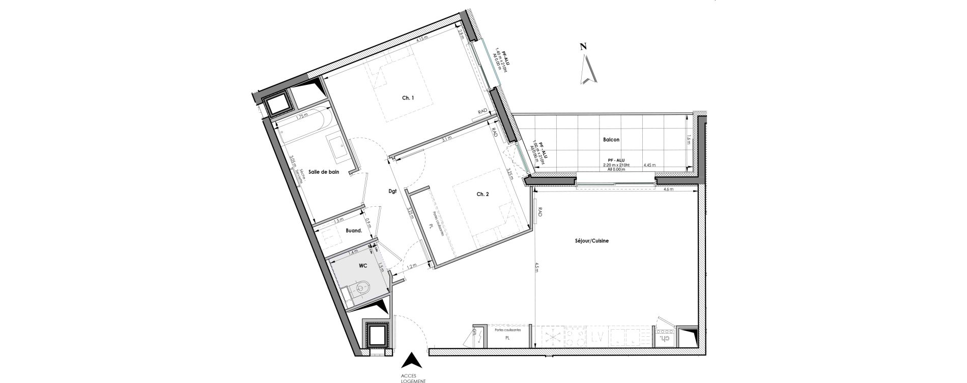 Appartement T3 de 63,99 m2 &agrave; Clermont-Ferrand Blatin