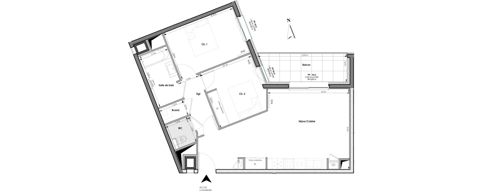 Appartement T3 de 63,95 m2 &agrave; Clermont-Ferrand Blatin