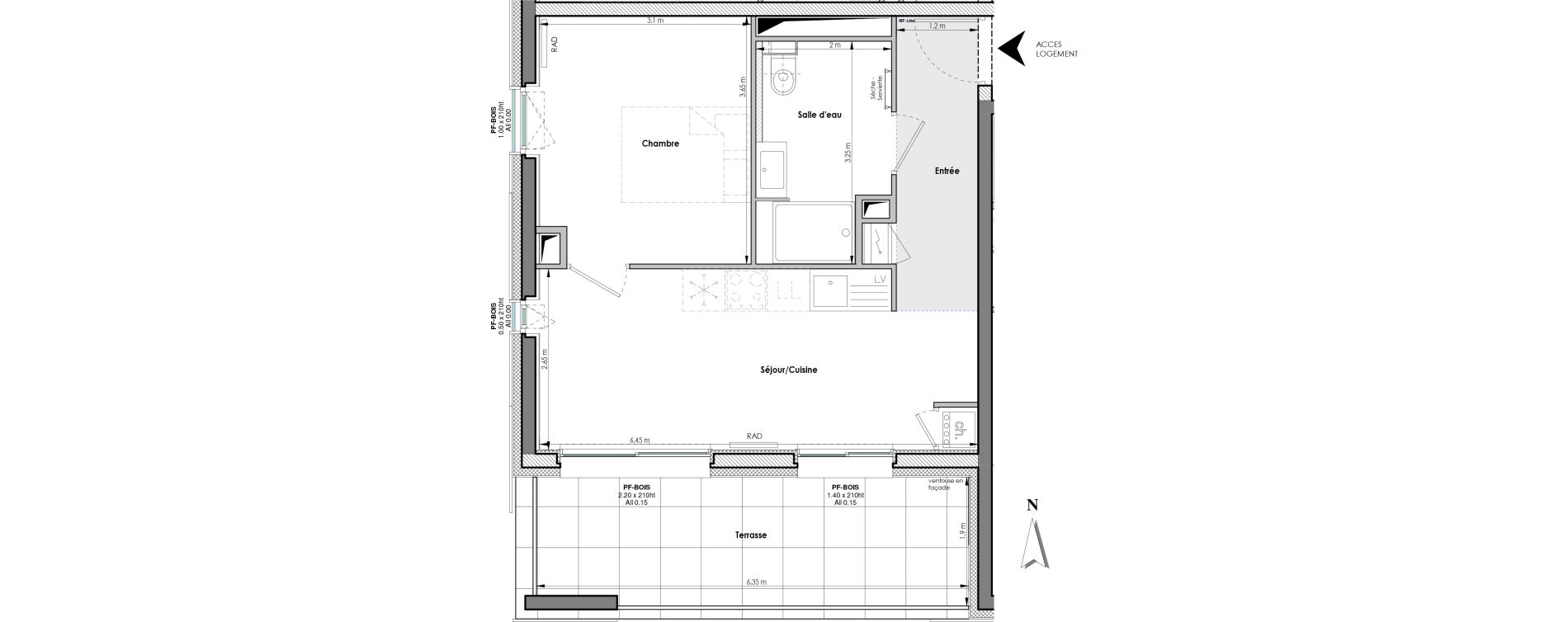 Appartement T2 de 38,16 m2 &agrave; Clermont-Ferrand Blatin
