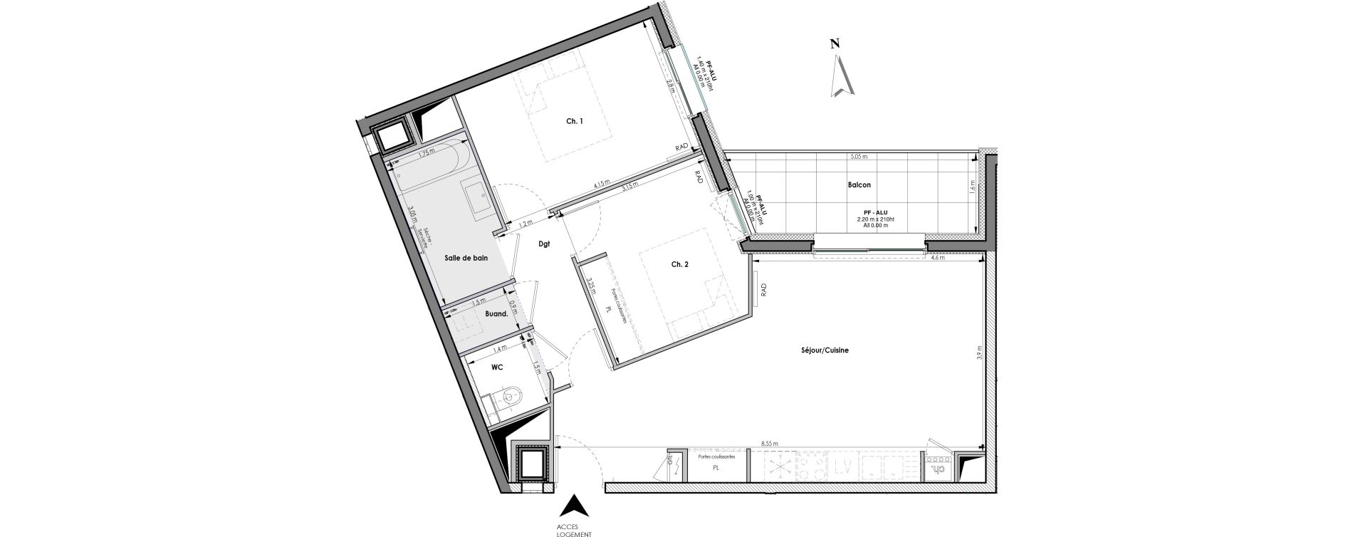 Appartement T3 de 64,01 m2 &agrave; Clermont-Ferrand Blatin