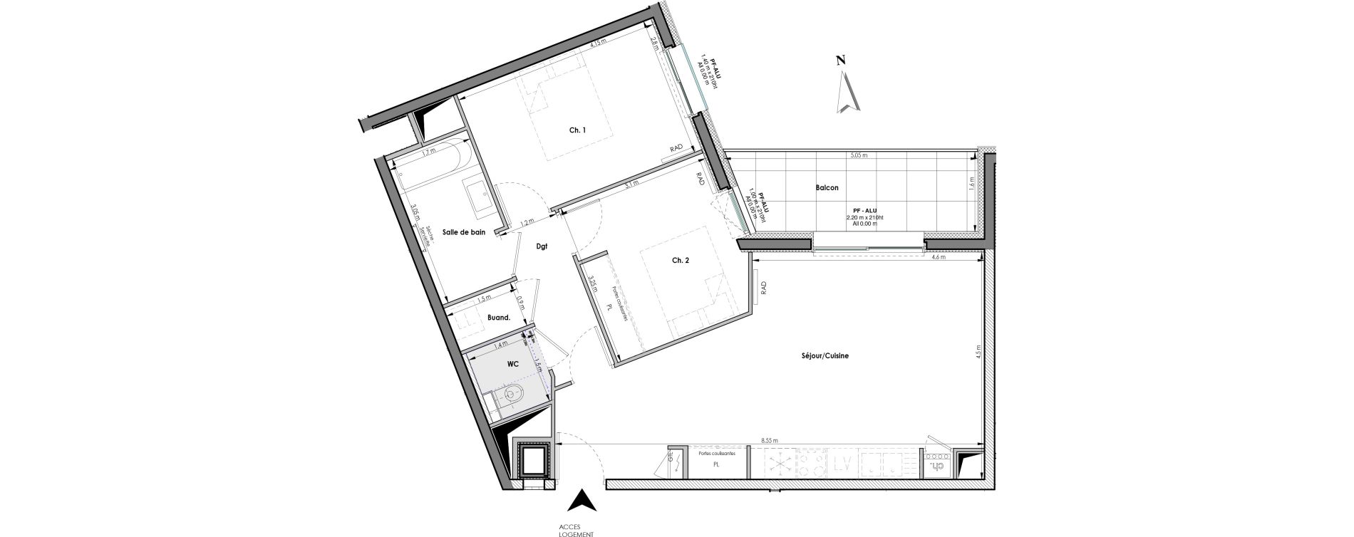 Appartement T3 de 63,95 m2 &agrave; Clermont-Ferrand Blatin