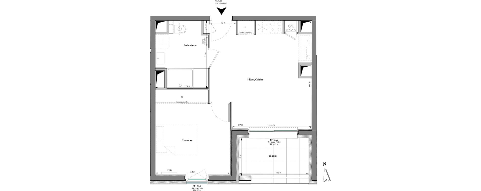 Appartement T2 de 39,49 m2 &agrave; Clermont-Ferrand Blatin