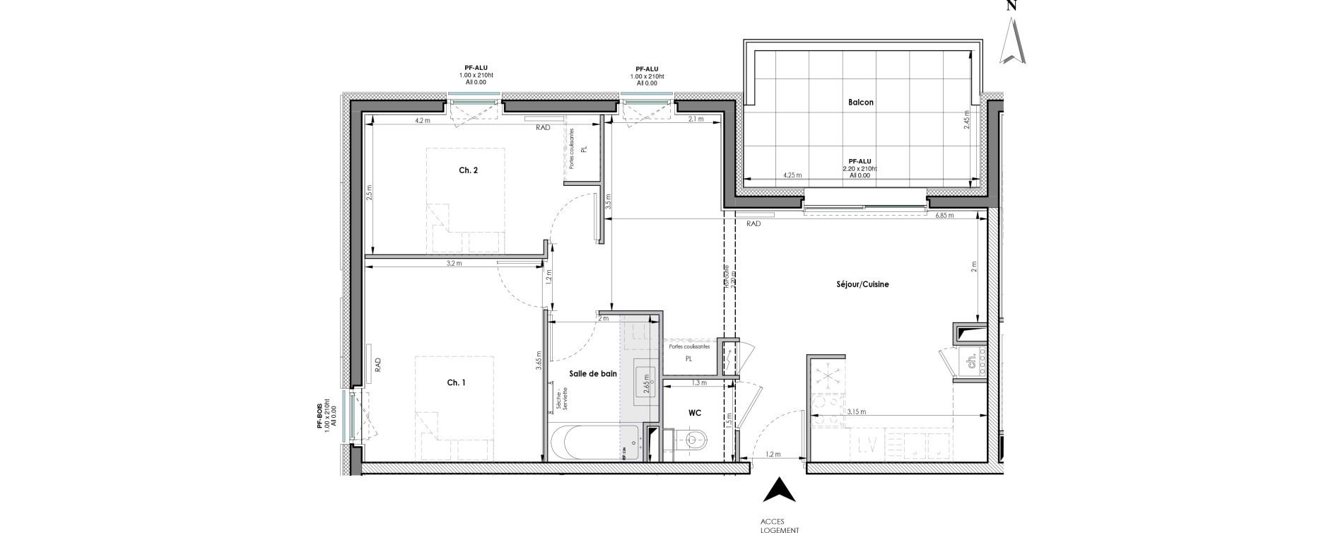 Appartement T3 de 58,76 m2 &agrave; Clermont-Ferrand Blatin