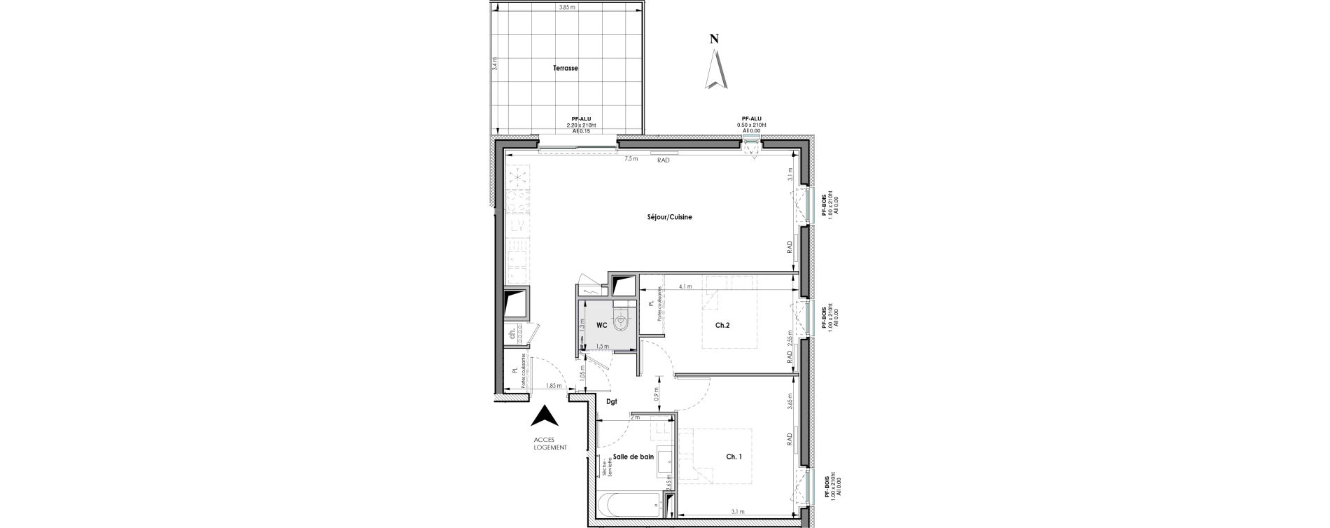 Appartement T3 de 60,08 m2 &agrave; Clermont-Ferrand Blatin