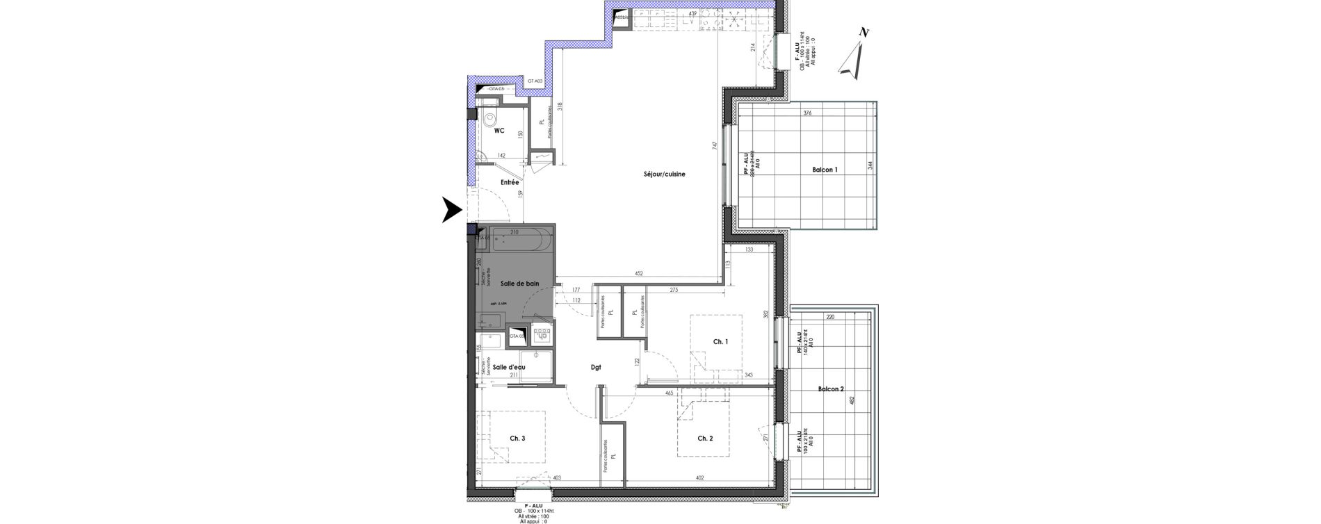 Appartement T4 de 88,11 m2 &agrave; Clermont-Ferrand Blatin