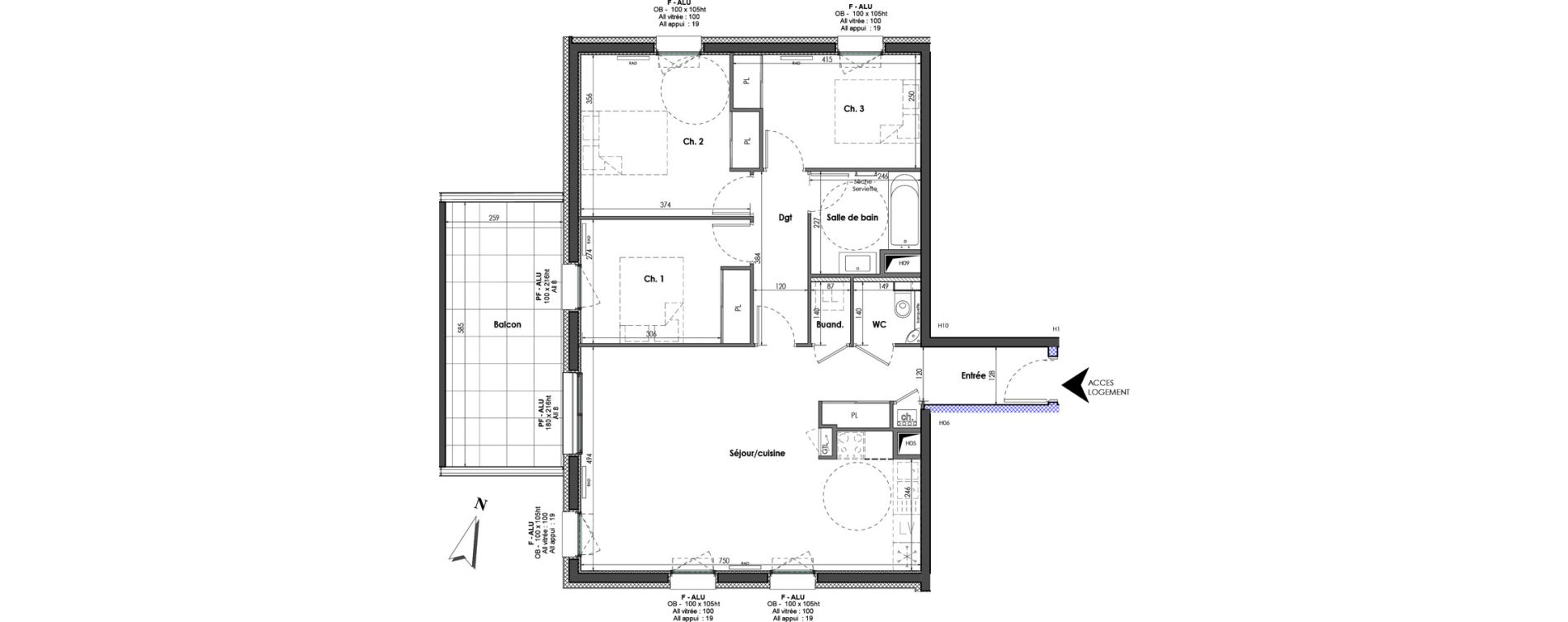 Appartement T4 de 85,05 m2 &agrave; Clermont-Ferrand Blatin