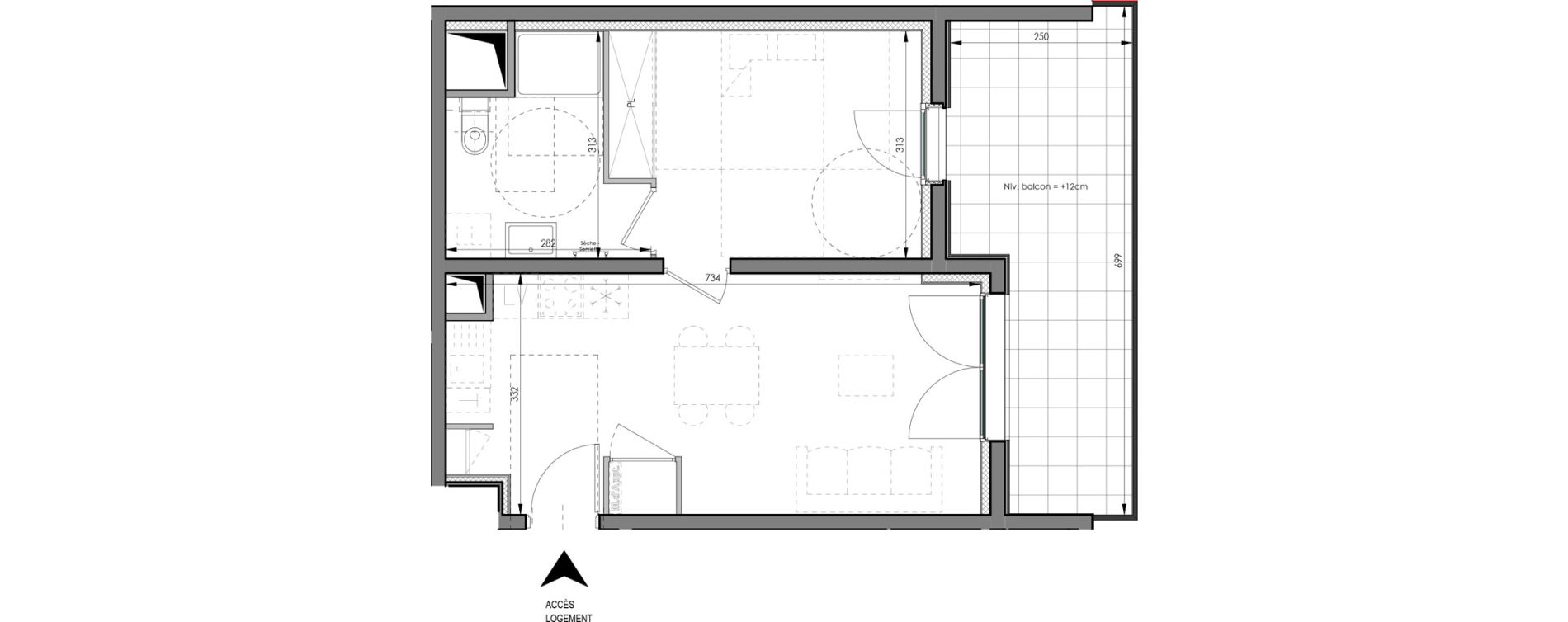 Appartement T2 de 42,30 m2 &agrave; Clermont-Ferrand R&eacute;publique